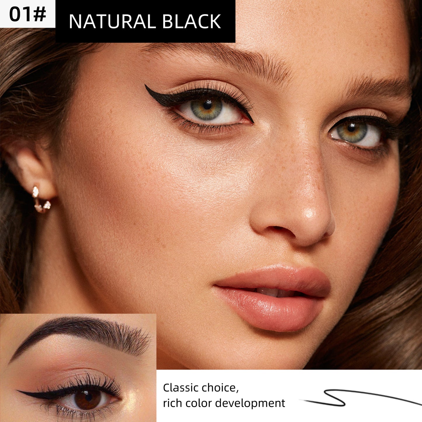 FelinWel 2-Farben-Gel-Eyeliner- und Augenbrauen-Set mit 2 Pinseln, wasserfest, wischfest