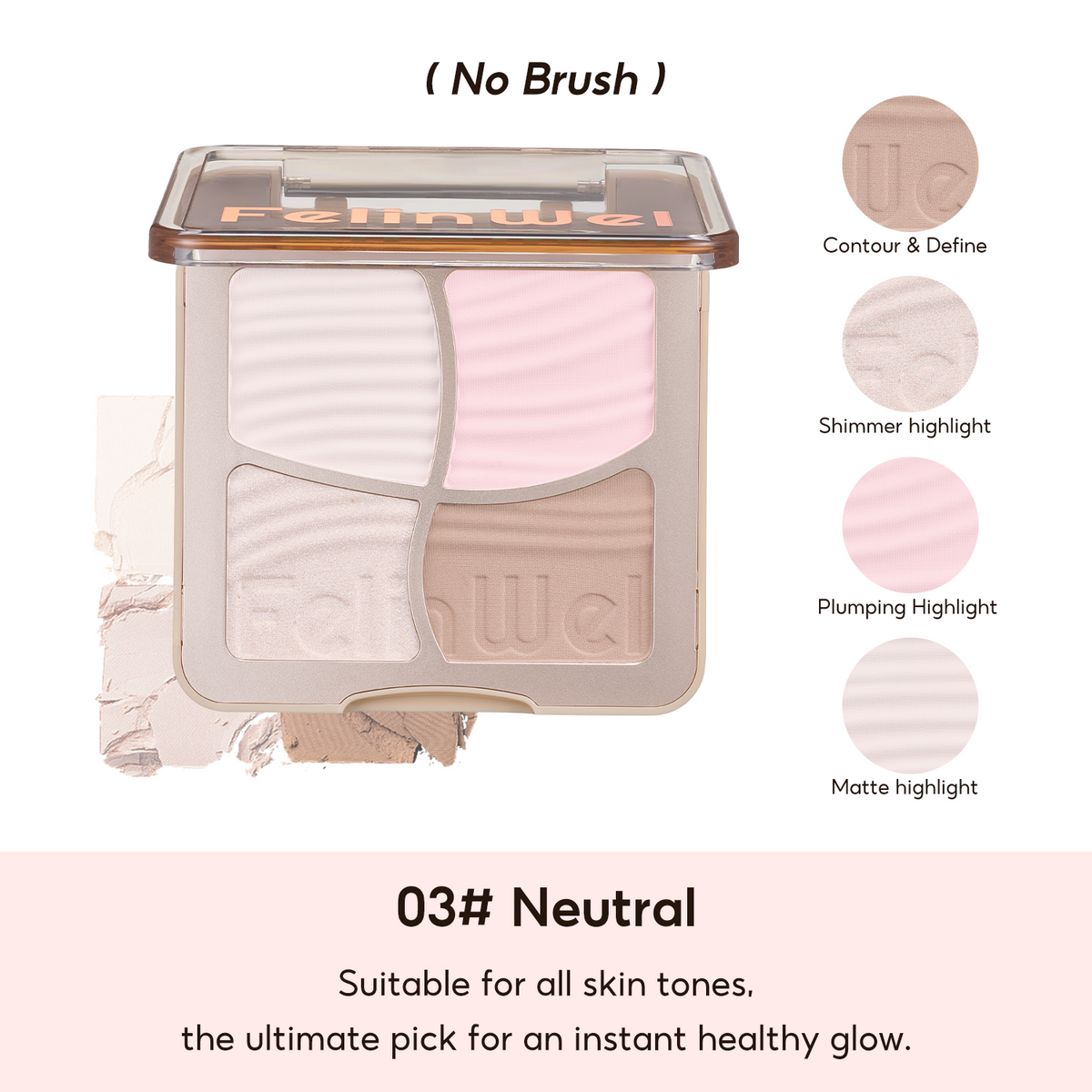 FelinWel 4 Farben Highlighter Contour Palette Makeup 3D Bronzer Matte Contour Powder