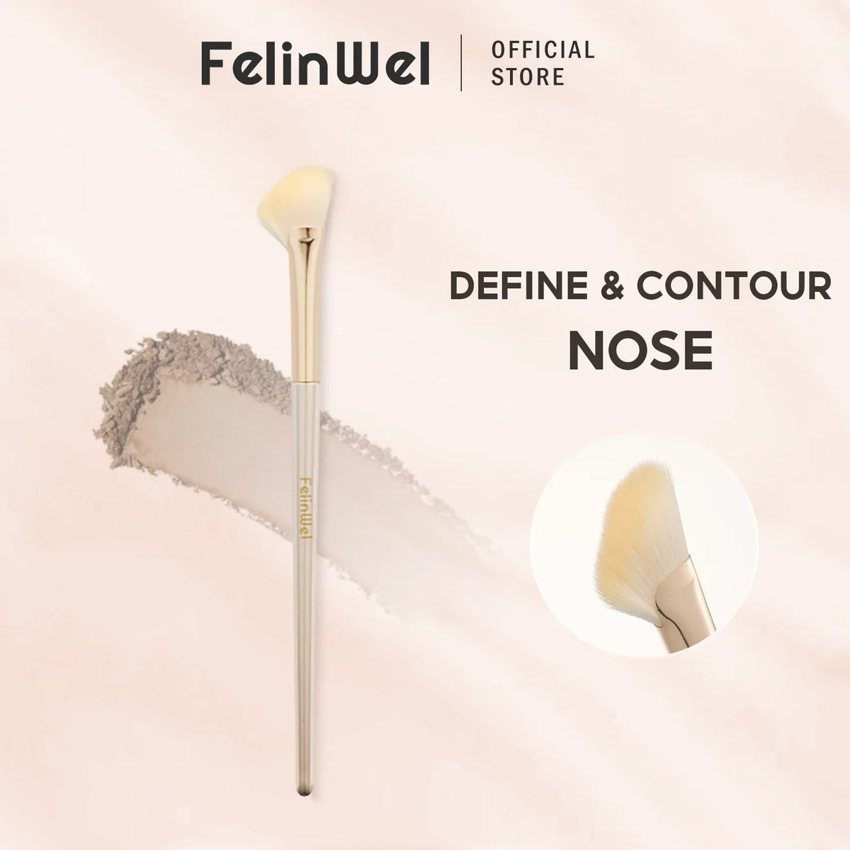 FelinWel Half Fan-Shape Nose Contour Brush – Precise Sculpting, Cruelty-Free