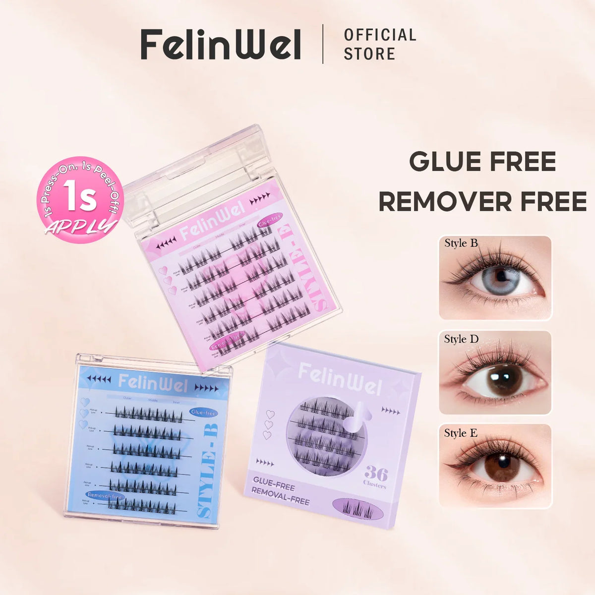 FelinWel Glue-Free Self-Adhesive Lashes – No Remover Needed