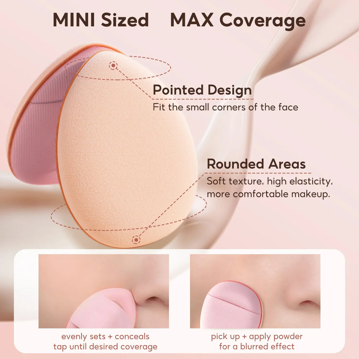 FelinWel – Mini-Finger-Puff-Set, Make-up-Schwamm, Gesichts-Concealer, Foundation, Detail-Puff