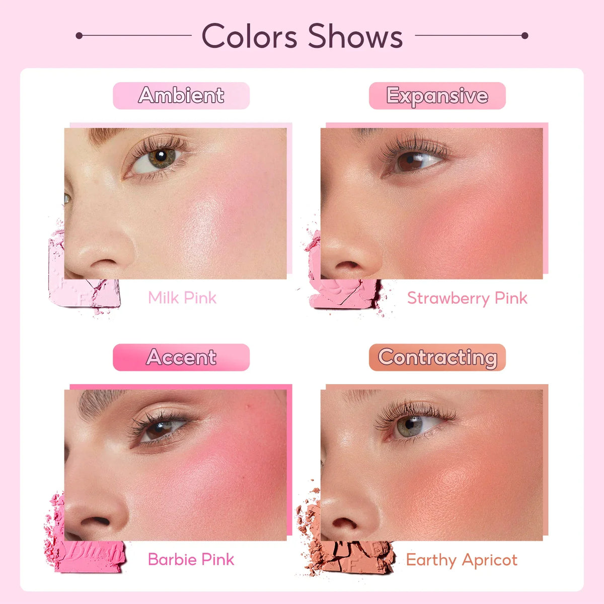 FelinWel 4-Shade Blush Palette – Buildable Matte Finish, Vegan