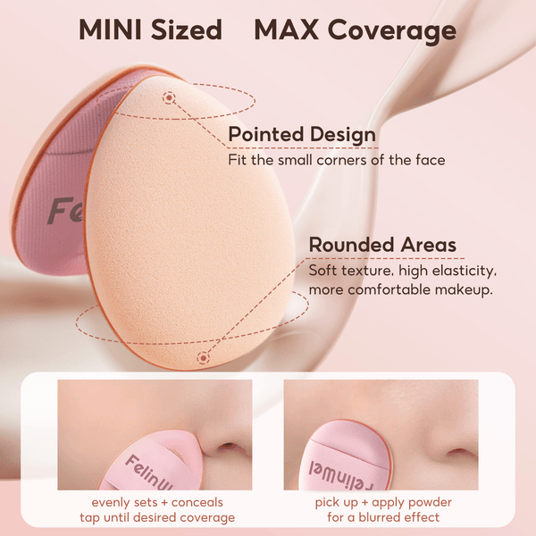 FelinWel – Mini-Finger-Puff-Set, Make-up-Schwamm, Gesichts-Concealer, Foundation, Detail-Puff