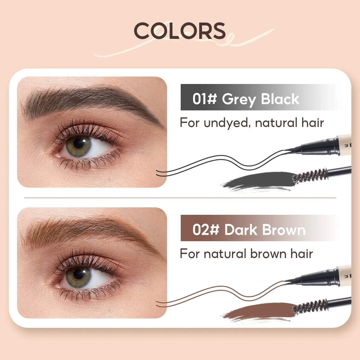FelinWel Dual-Ended Waterproof Brow Pen & Tinted Brow Gel – 2-Fork Tip, Beginner Friendly