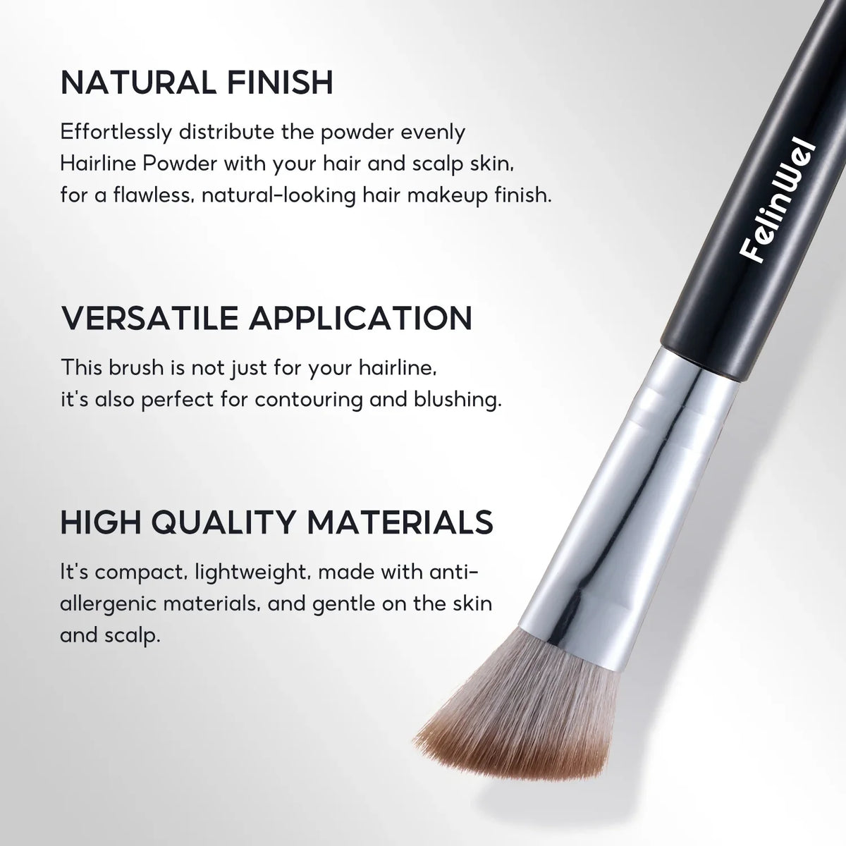 FelinWel Hairline Powder Brush Slope Brush Soft Precise Blending Fiber Vegan