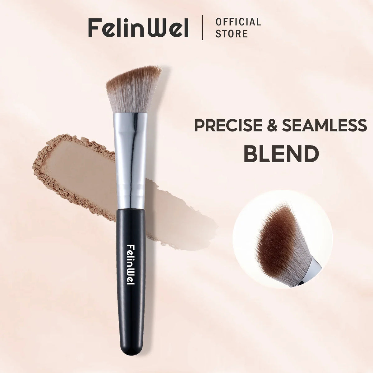 FelinWel Hairline Powder Brush Slope Brush Soft Precise Blending Fiber Vegan