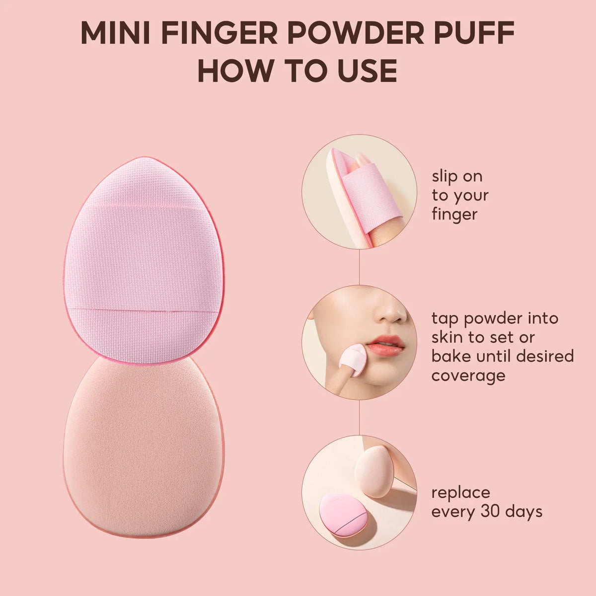 FelinWel – Mini-Finger-Puff-Set, Make-up-Schwamm, Gesichts-Concealer, Foundation, Detail-Puff
