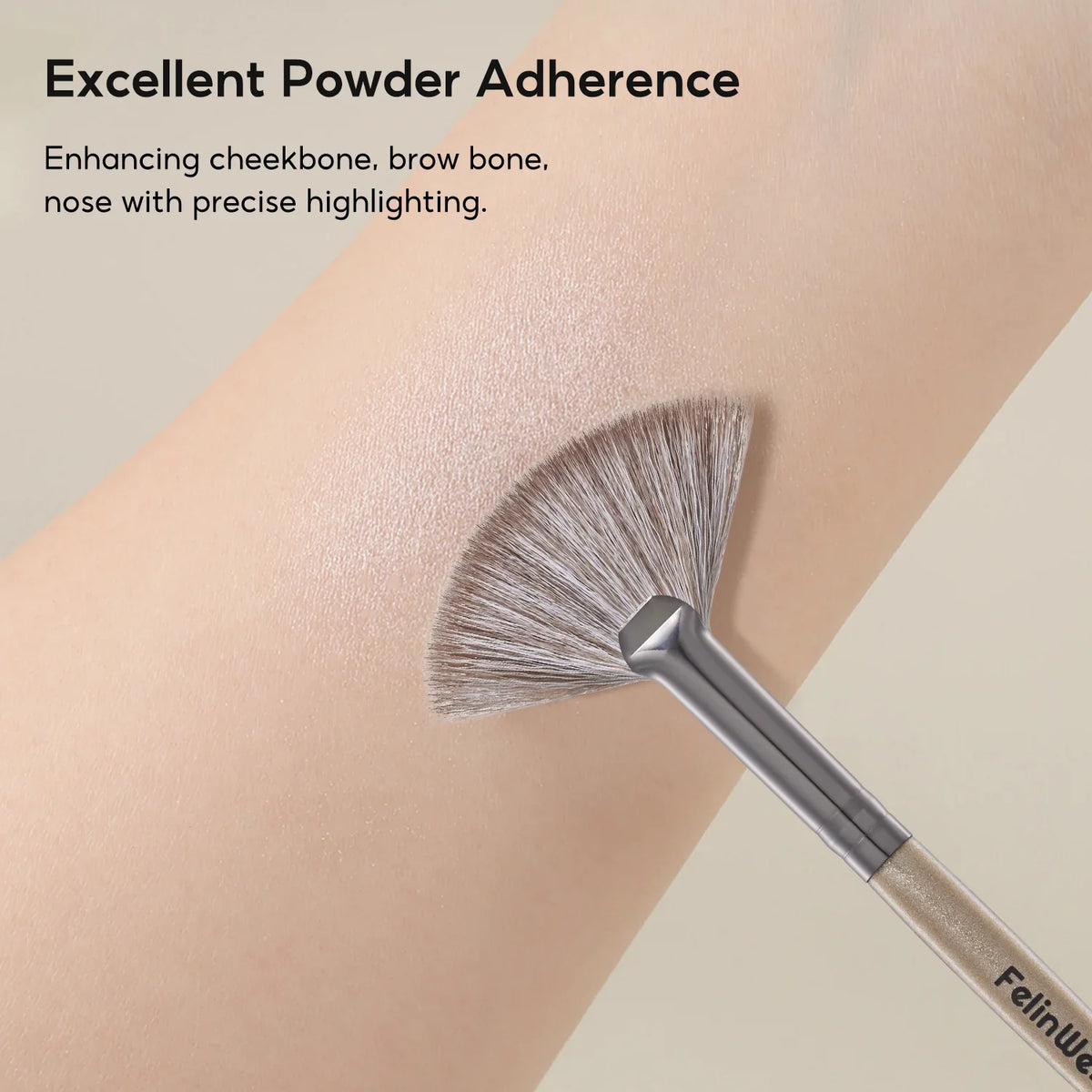 FelinWel Fan Brush for Highlighter & Blush – Ultra-Soft Vegan, Zero Shedding