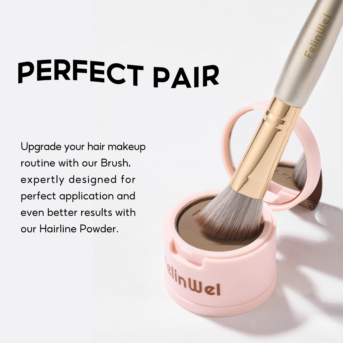 FelinWel Slope Hairline Powder Brush – Soft Vegan Fiber, Precise Blending