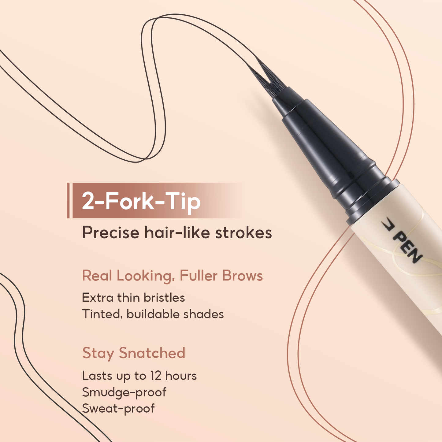 FelinWel Dual-Ended Brow Pen & Mascara - Waterproof Eyebrow Pencil with 2-Fork Tip & Tinted Brow Gel for Fuller Brows