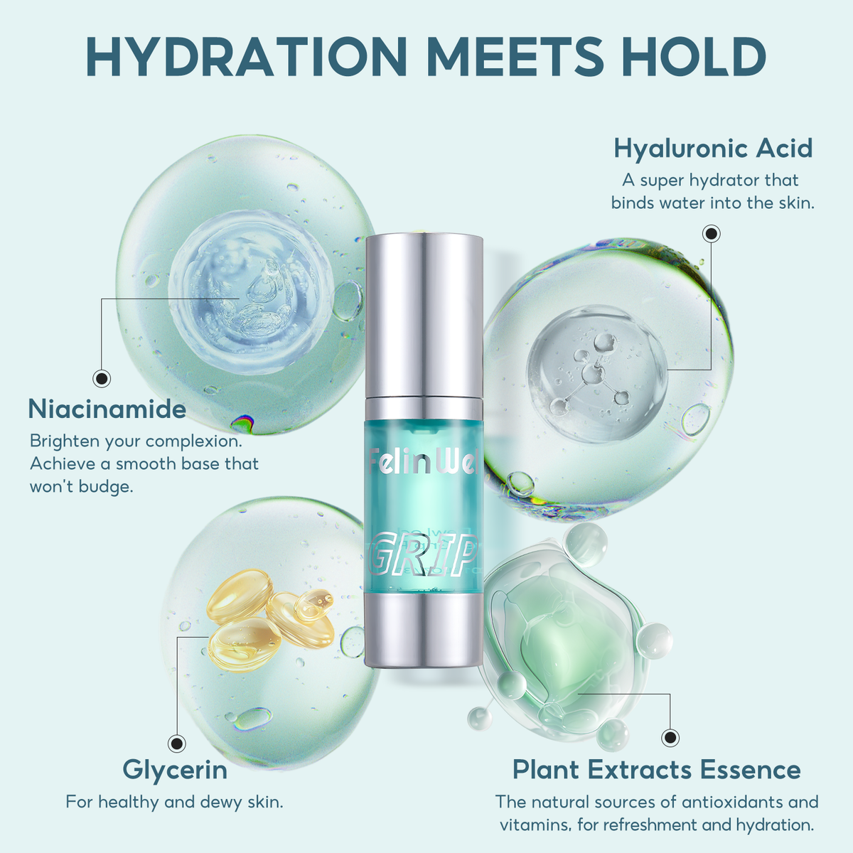 FelinWel Power Grip Primer Hydration Boost Long Lasting Oil Control Good Grip Makeup