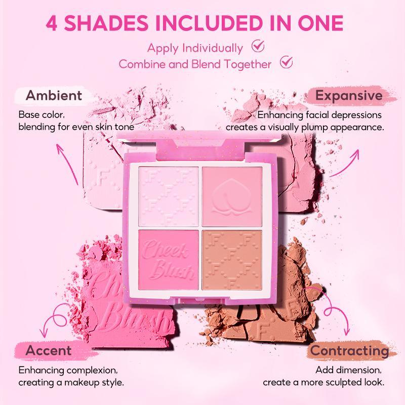 FelinWel 4-Shade Blush Palette – Buildable Matte Finish, Vegan