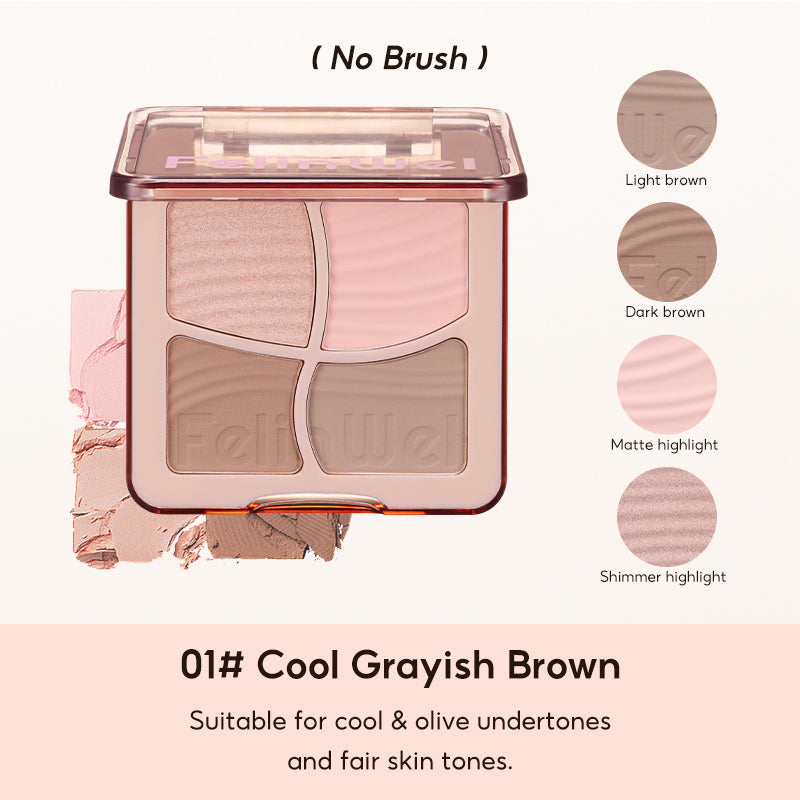 FelinWel 4 Farben Highlighter Contour Palette Makeup 3D Bronzer Matte Contour Powder