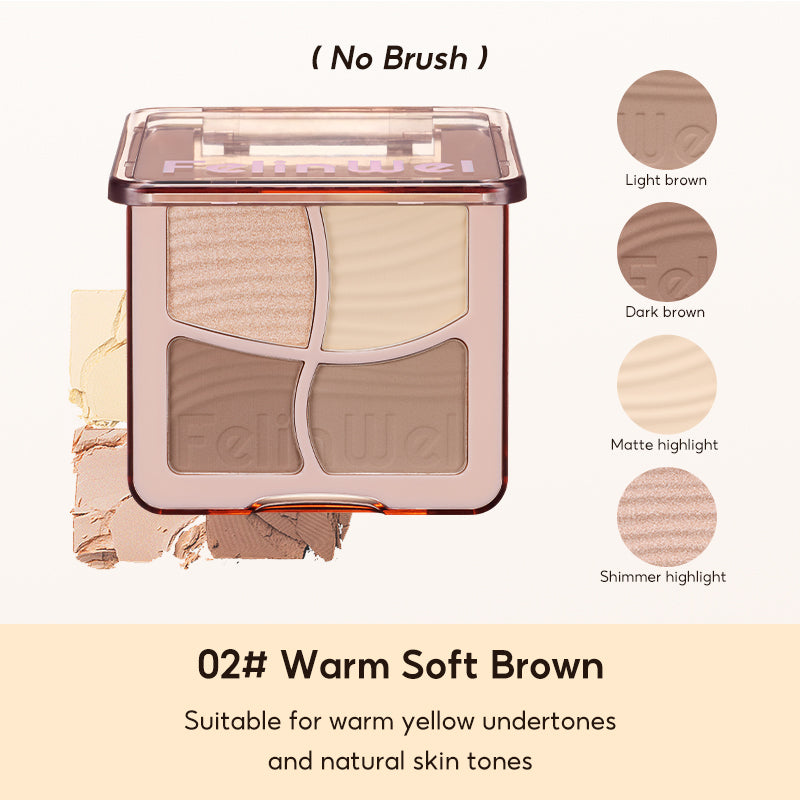 FelinWel 4 Farben Highlighter Contour Palette Makeup 3D Bronzer Matte Contour Powder