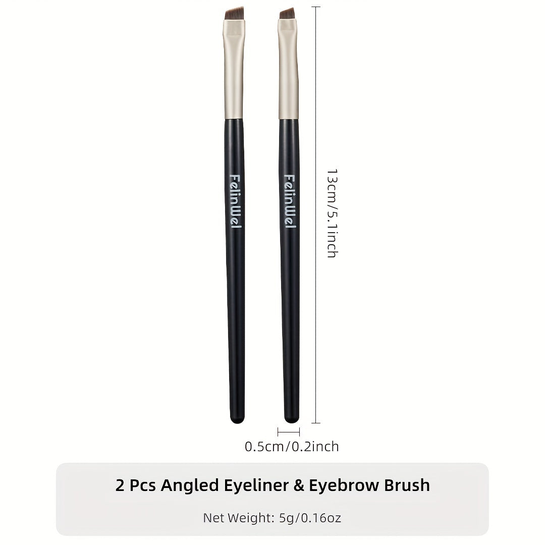 FelinWel 2 Stück abgewinkelte Eyeliner- und Augenbrauen-Make-up-Pinsel