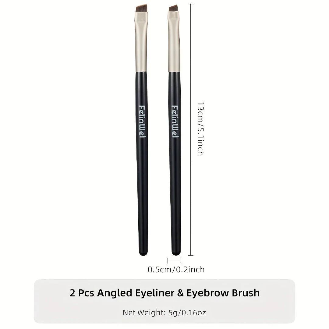 FelinWel 2 Stück abgewinkelte Eyeliner- und Augenbrauen-Make-up-Pinsel