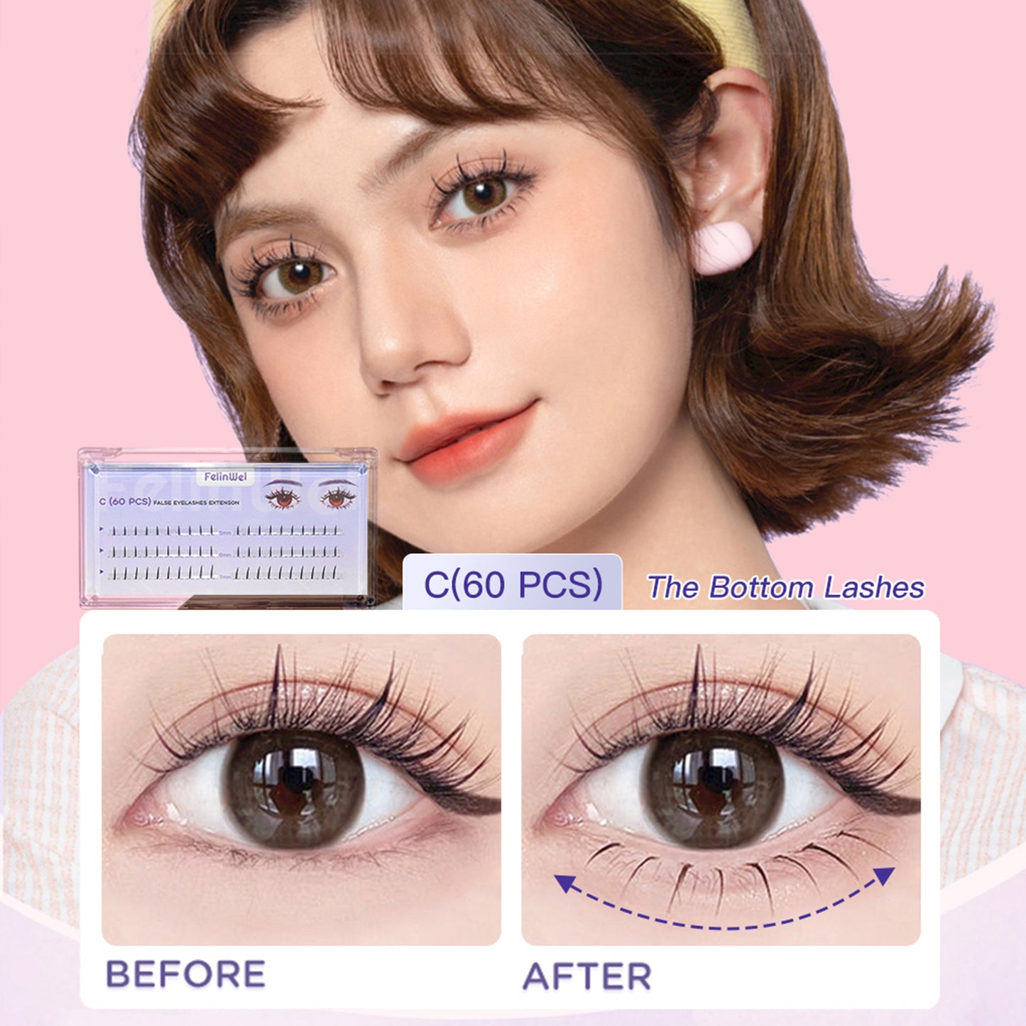 FelinWel Falsche Cluster-Wimpern Künstliche Cluster-Wimpern für die DIY-Wimpernverlängerung