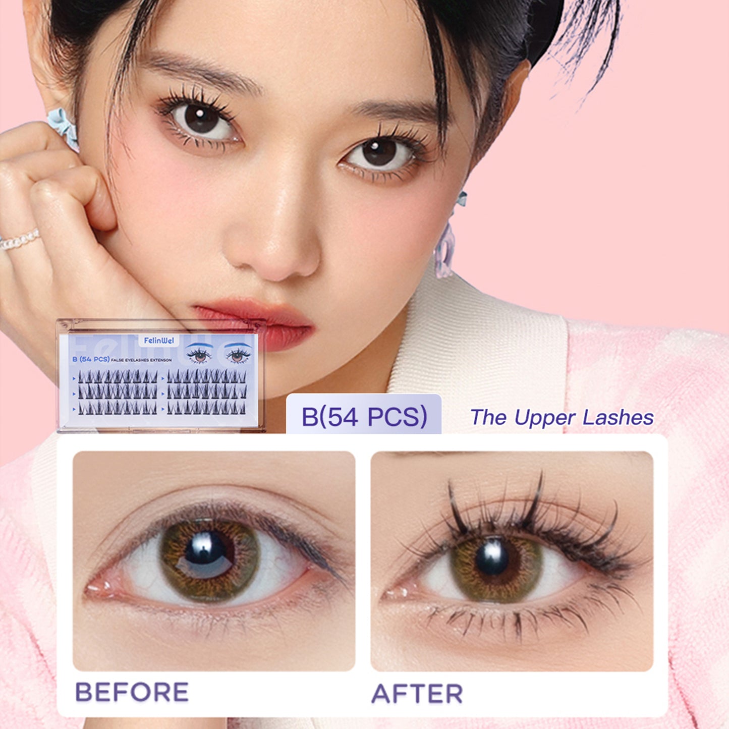 FelinWel Falsche Cluster-Wimpern Künstliche Cluster-Wimpern für die DIY-Wimpernverlängerung