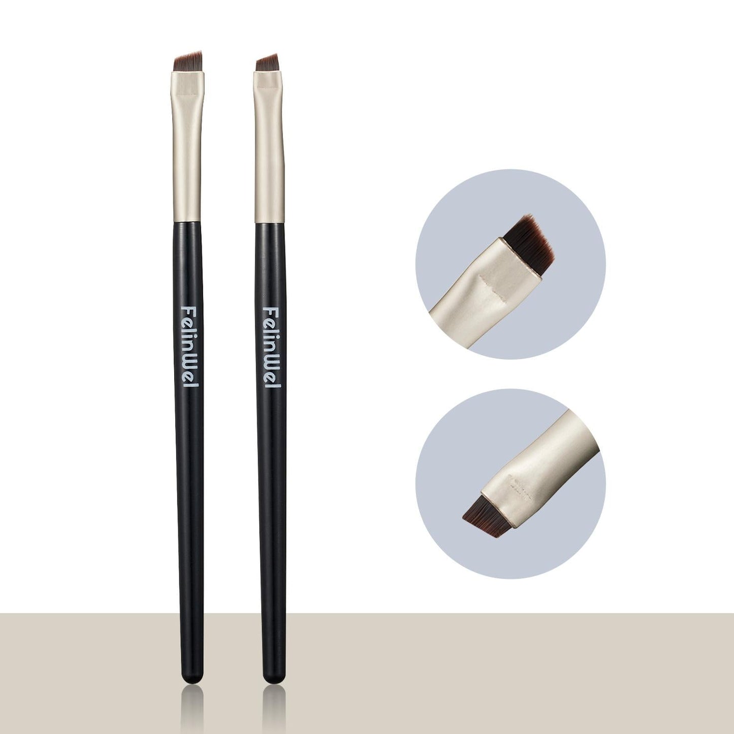 FelinWel 2 Stück abgewinkelte Eyeliner- und Augenbrauen-Make-up-Pinsel