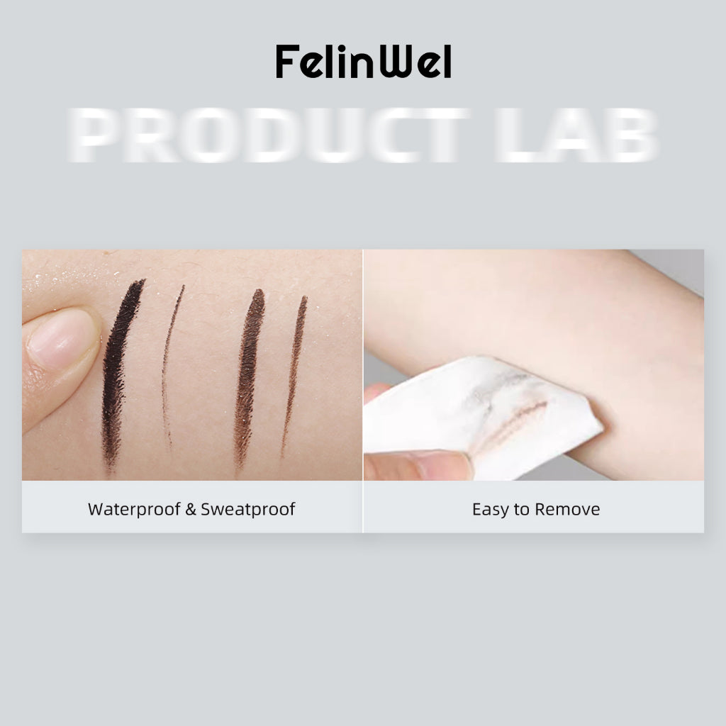 FelinWel 2-Farben-Gel-Eyeliner- und Augenbrauen-Set mit 2 Pinseln, wasserfest, wischfest