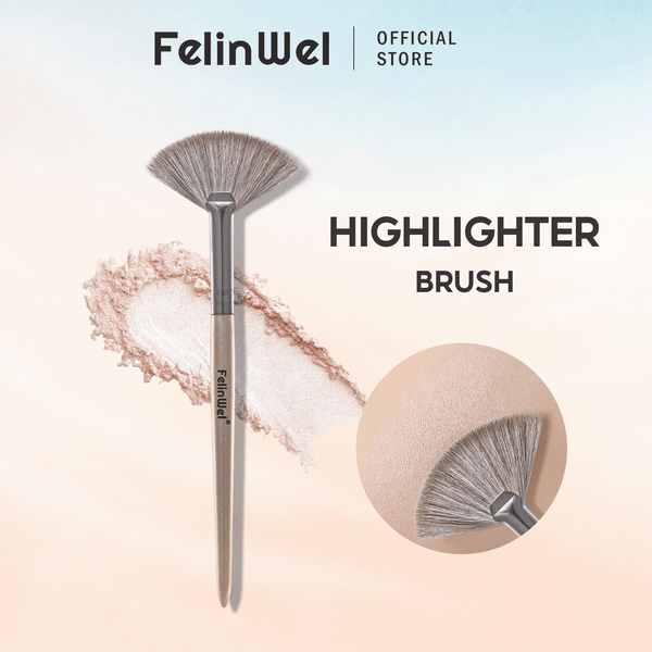 FelinWel Fan Brush for Highlighter & Blush – Ultra-Soft Vegan, Zero Shedding