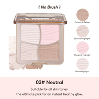 FelinWel 4 Farben Highlighter Contour Palette Makeup 3D Bronzer Matte Contour Powder 