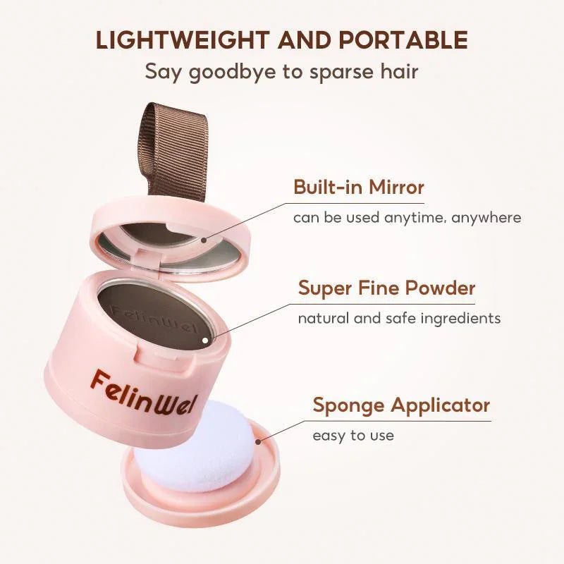 FelinWel Hairline Shadow Powder – Root Touch-Up, Mirror & Puff, 4 Shades