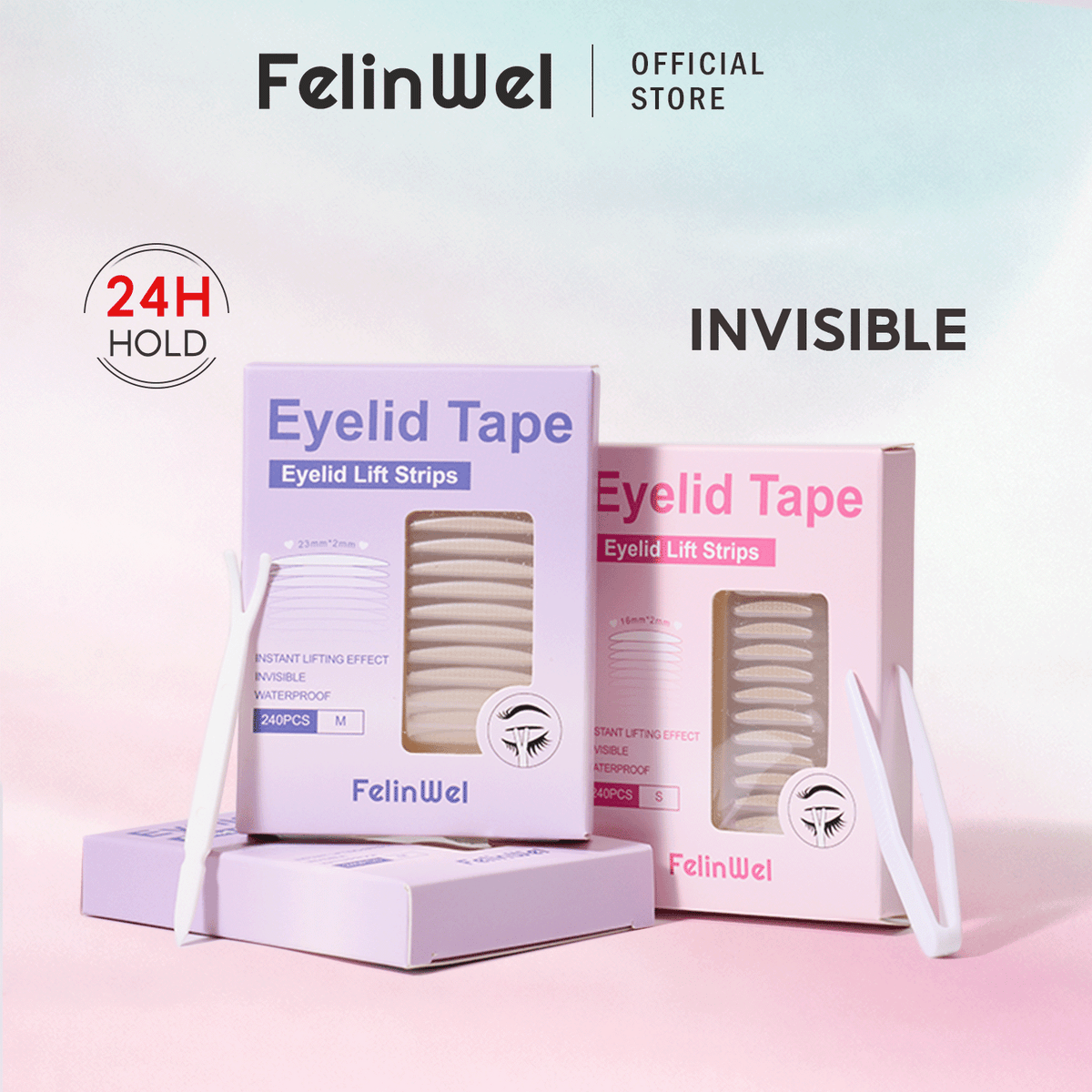 FelinWel Invisible Double Eyelid Tape – 240 Pcs, Waterproof, for Hooded & Mono-Lids