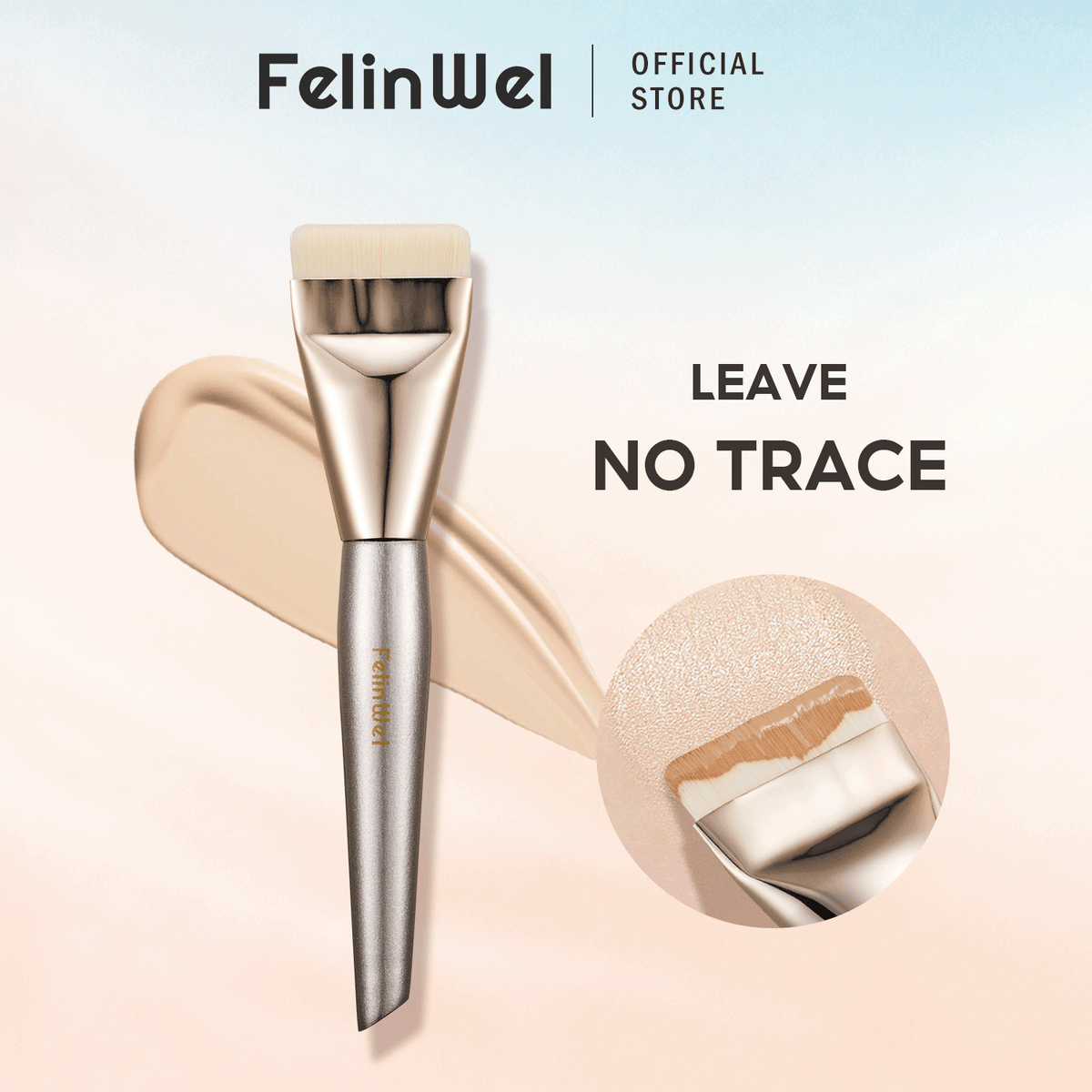 FelinWel Wide Flat Foundation Brush – Ultra-Dense Vegan Fiber, Streak-Free Finish