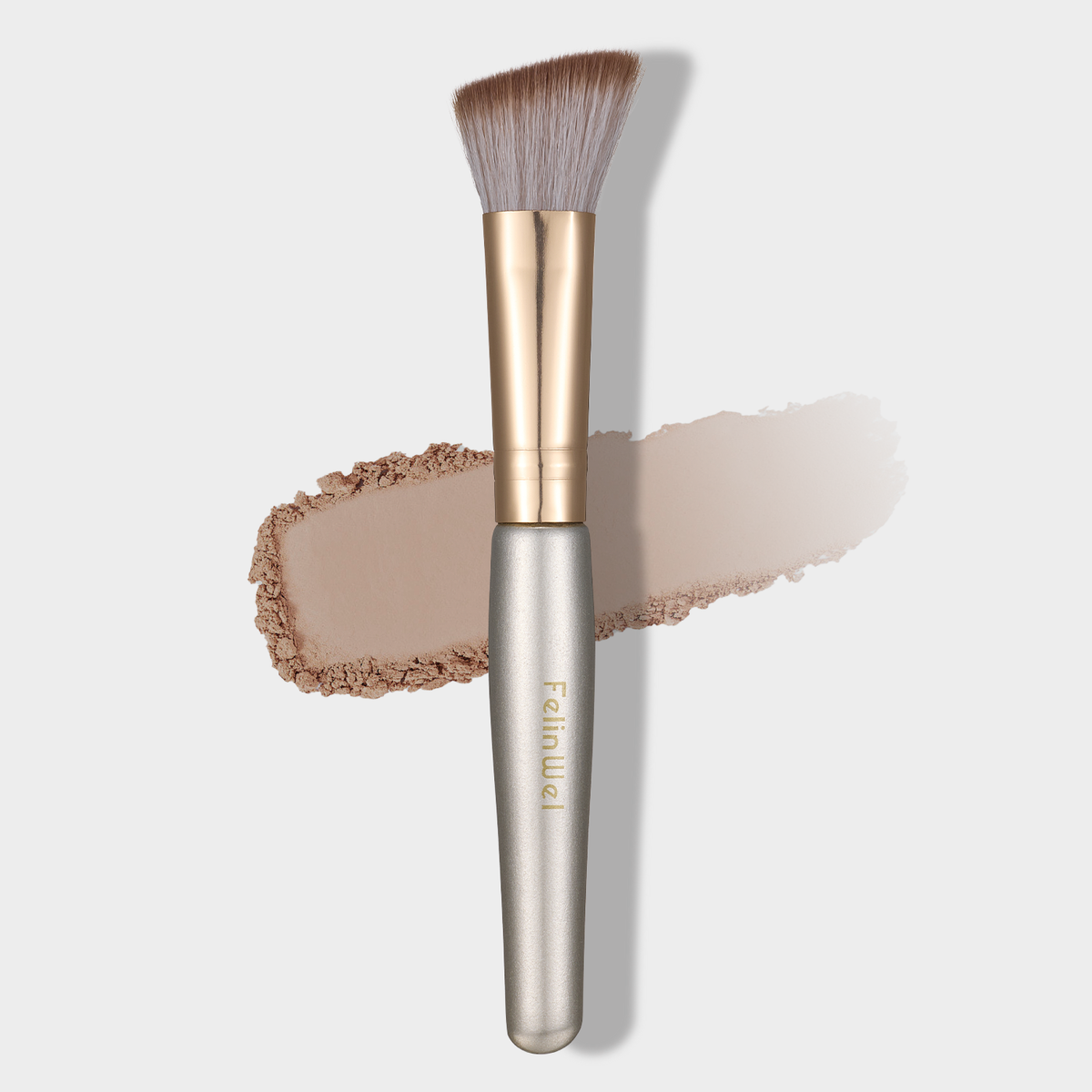 FelinWel Slope Hairline Powder Brush – Soft Vegan Fiber, Precise Blending
