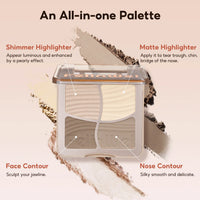FelinWel 4 Farben Highlighter Contour Palette Makeup 3D Bronzer Matte Contour Powder 