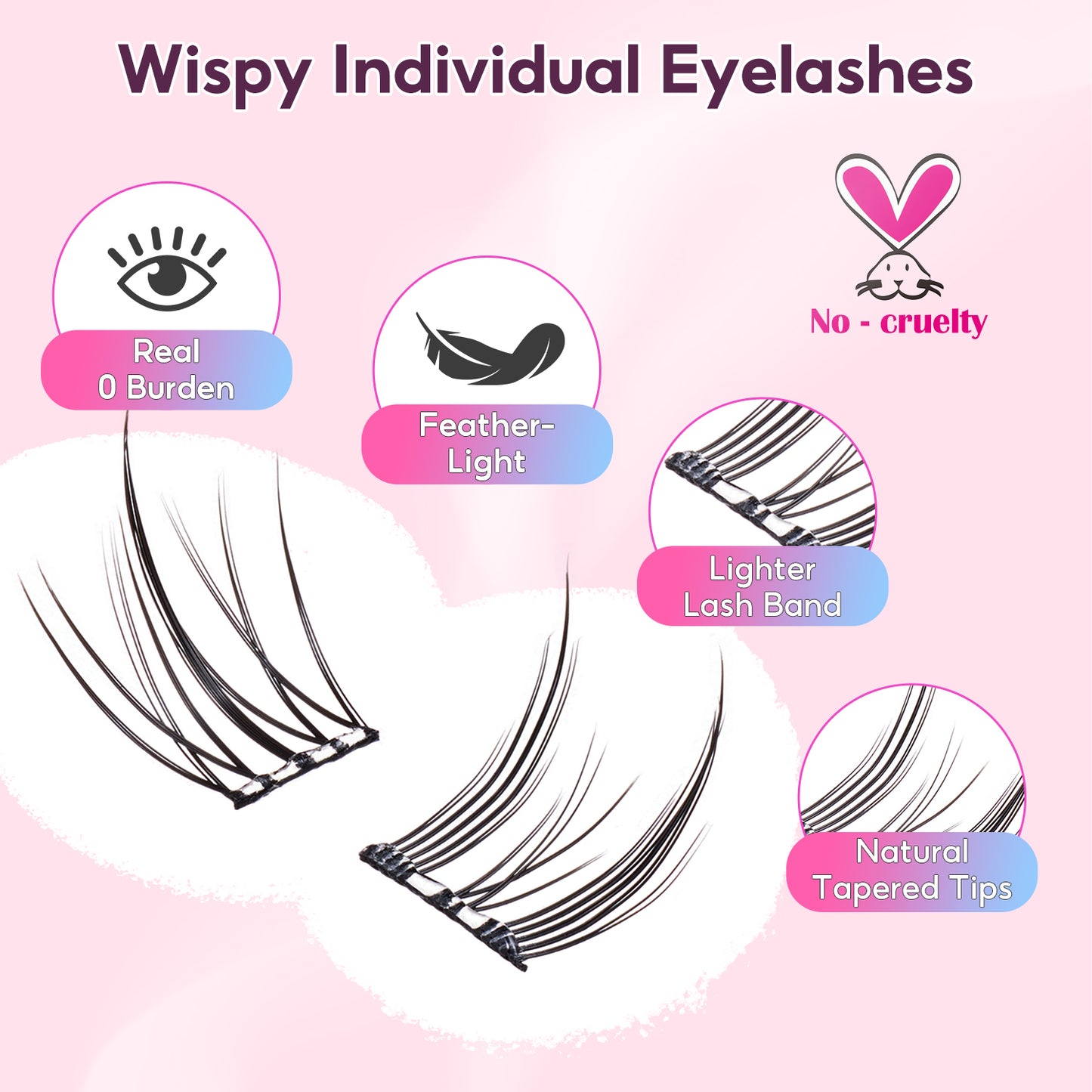 FelinWel Glue-free Cluster Eyelash Extensions Self-adhesive Remover-free Reusable