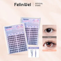 FelinWel Sunflower & Flame Cluster Lashes – Upper & Lower for All Eye Shapes