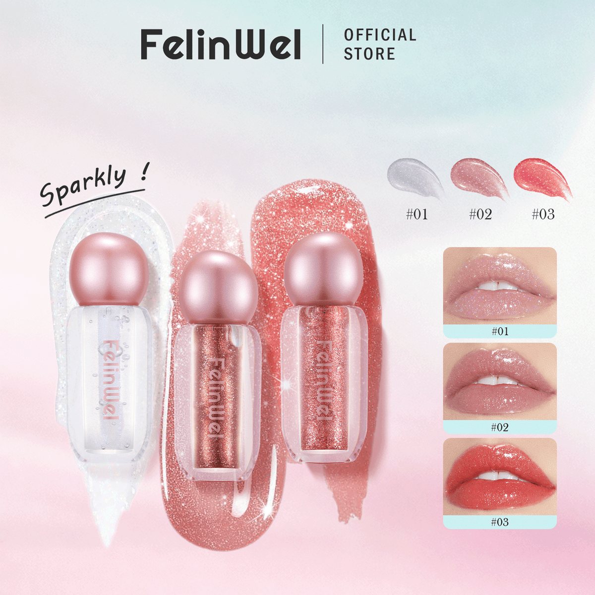 FelinWel Glitter Lip Gloss – Moisturizing & Plumping, Non-Sticky