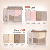 FelinWel 4 Farben Highlighter Contour Palette Makeup 3D Bronzer Matte Contour Powder 