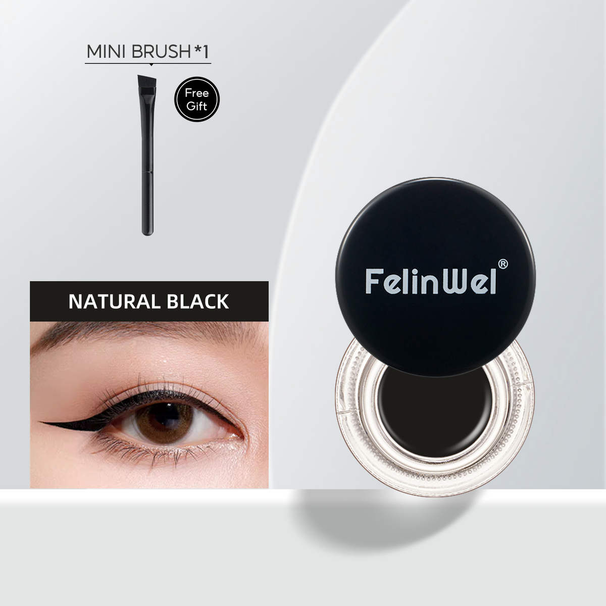 FelinWel 2-Farben-Gel-Eyeliner- und Augenbrauen-Set mit 2 Pinseln, wasserfest, wischfest 