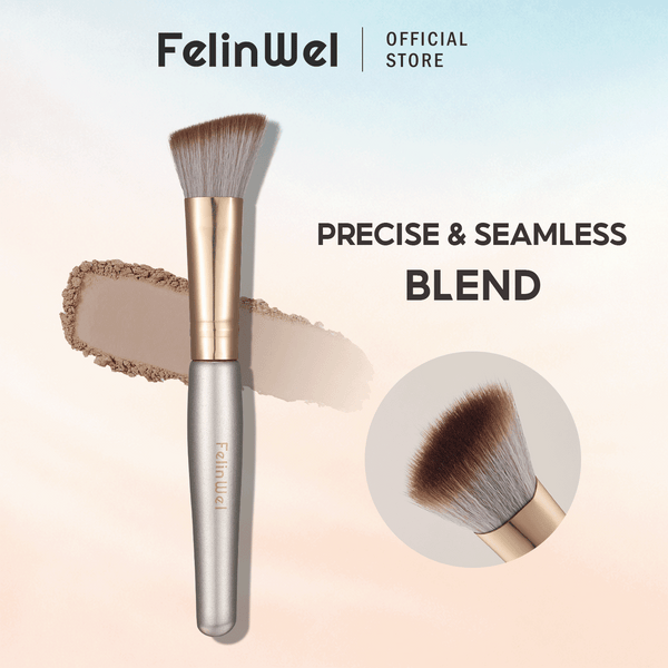 FelinWel Slope Hairline Powder Brush – Soft Vegan Fiber, Precise Blending