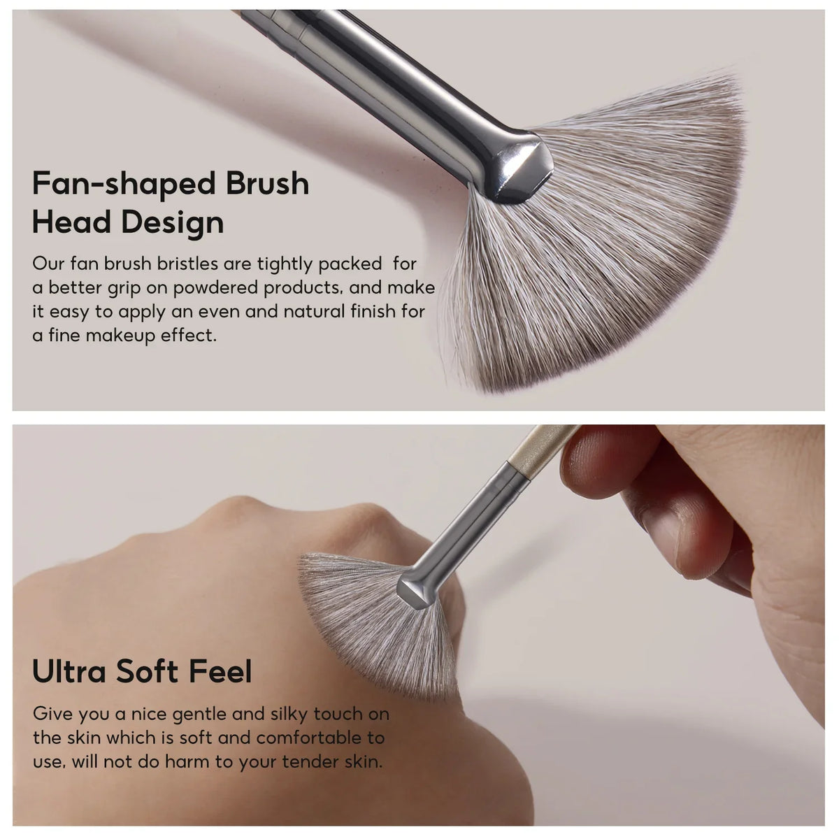 FelinWel Fan Brush for Highlighter & Blush – Ultra-Soft Vegan, Zero Shedding