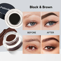 FelinWel 2-Farben-Gel-Eyeliner- und Augenbrauen-Set mit 2 Pinseln, wasserfest, wischfest 