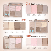 FelinWel 4 Farben Highlighter Contour Palette Makeup 3D Bronzer Matte Contour Powder 