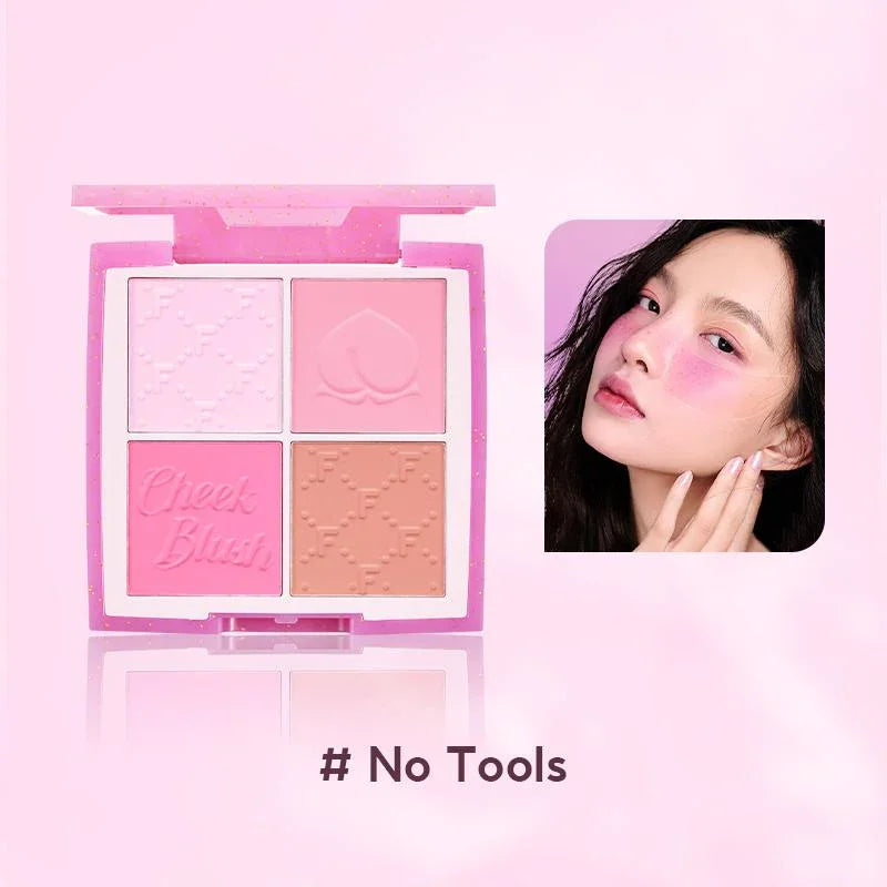 FelinWel 4-Shade Blush Palette – Buildable Matte Finish, Vegan
