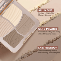 FelinWel 4 Farben Highlighter Contour Palette Makeup 3D Bronzer Matte Contour Powder 