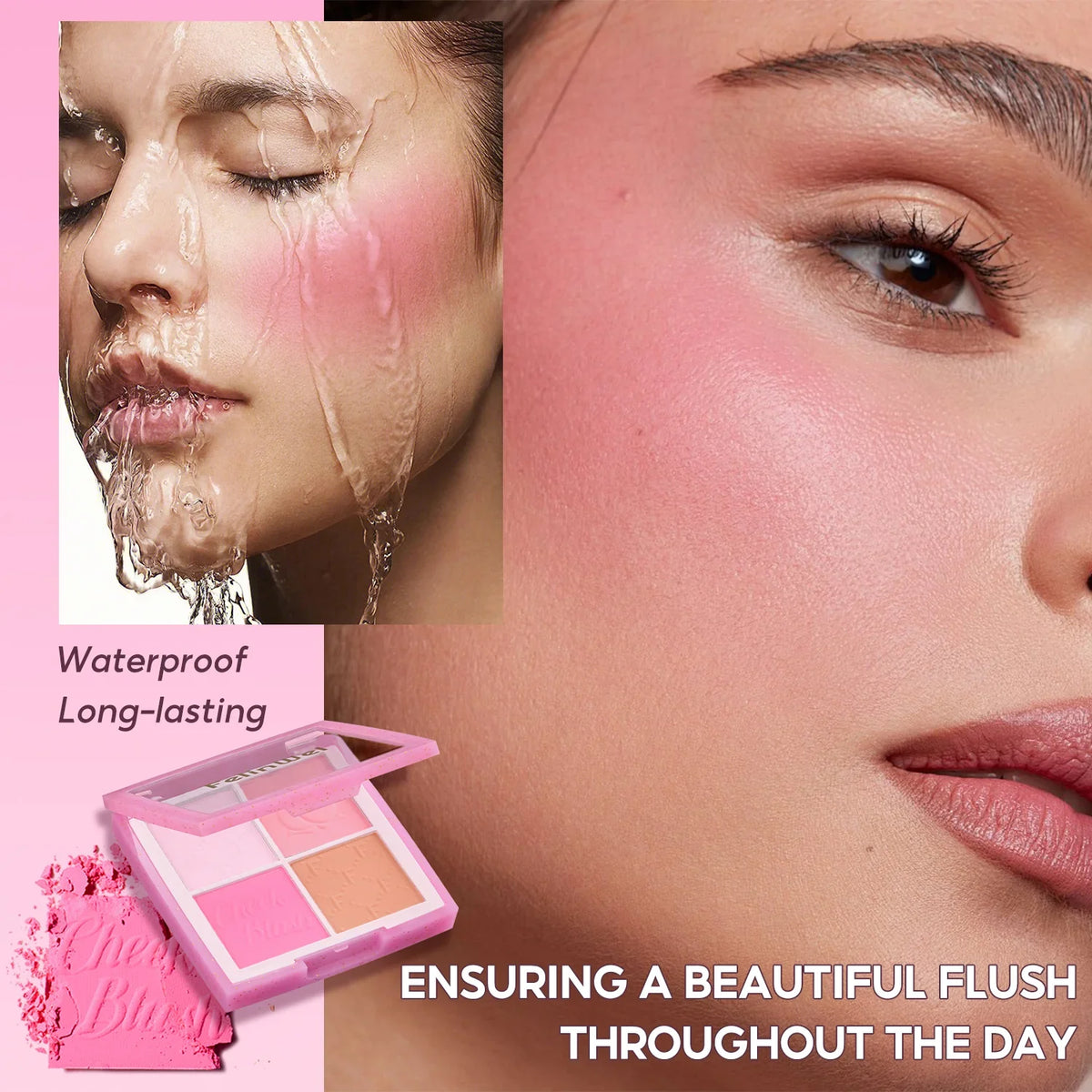 FelinWel 4-Shade Blush Palette – Buildable Matte Finish, Vegan