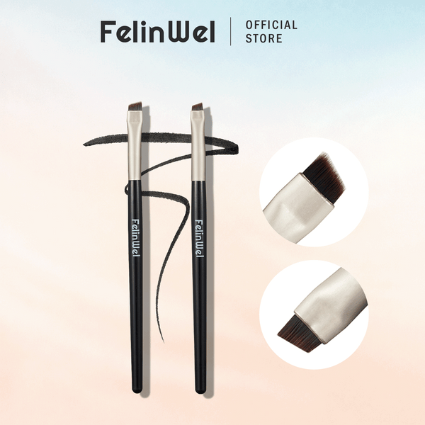 FelinWel 2 Stück abgewinkelte Eyeliner- und Augenbrauen-Make-up-Pinsel 
