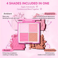 FelinWel 4-Shade Blush Palette – Buildable Matte Finish, Vegan