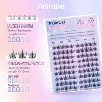 FelinWel Sunflower & Flame Cluster Lashes – Upper & Lower for All Eye Shapes