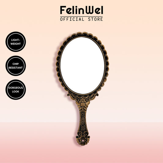 FelinWel – Ovaler Handkosmetikspiegel im Vintage-Stil 