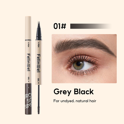 FelinWel Dual-Ended Brow Pen & Mascara - Waterproof Eyebrow Pencil with 2-Fork Tip & Tinted Brow Gel for Fuller Brows