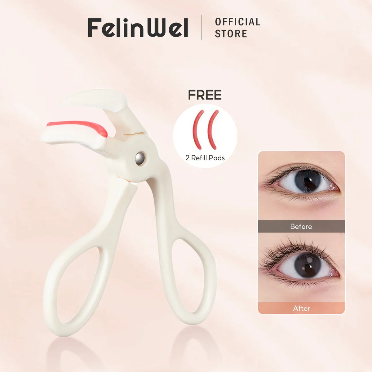 FelinWel – Tragbarer Wimpernzange, Weitwinkel- und Teil-Wimpernzange mit Komfortgriff-Design 