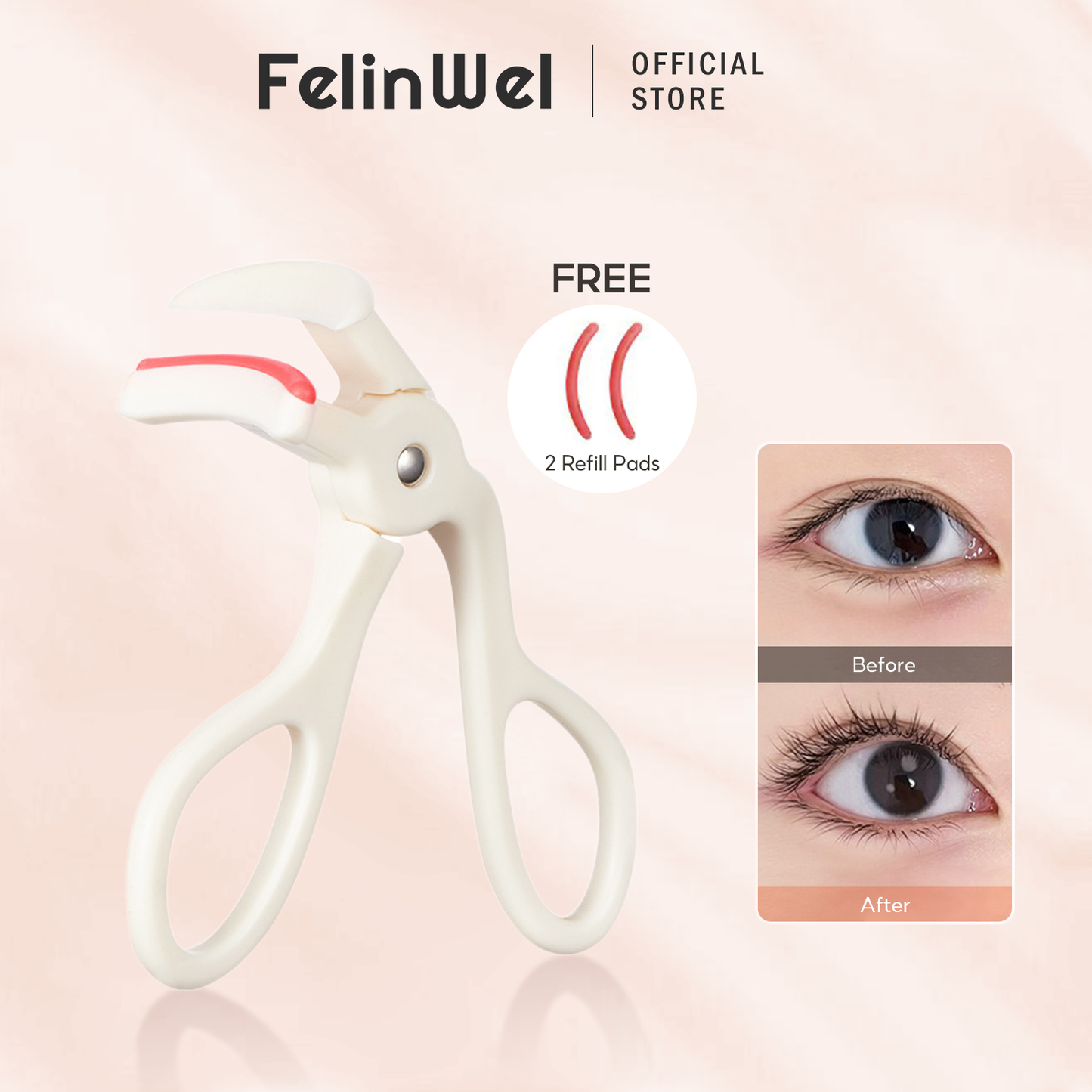 FelinWel – Tragbarer Wimpernzange, Weitwinkel- und Teil-Wimpernzange mit Komfortgriff-Design 